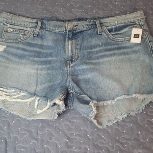 GAP 1969 Boyfriend Women's Distressed Blue Jean Shorts size 16 NWT